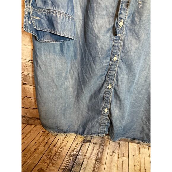 Lee‎ Platinum Label Shirt Dress Womens 18 Chambray Blue Full Button Front Midi - Picture 8 of 16
